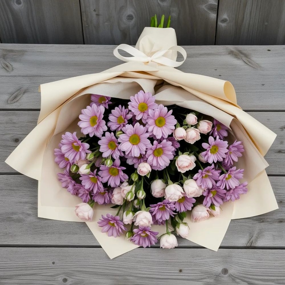 Букет цветов из: Розы и Хризантемы в Гурьевске Калининградской области