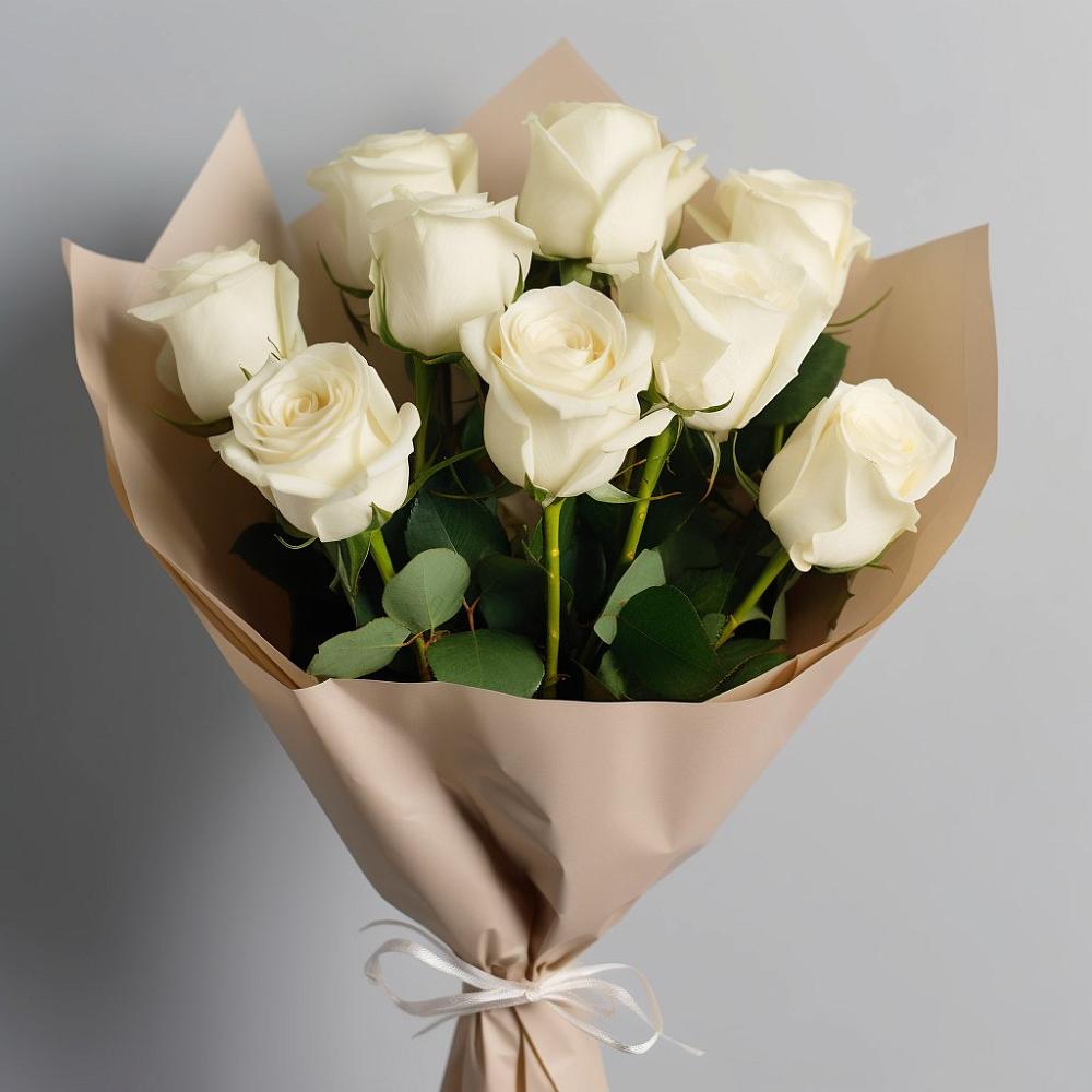 Букет 9 Белых роз Эдлесс Лав в Гурьевске Калининградской области