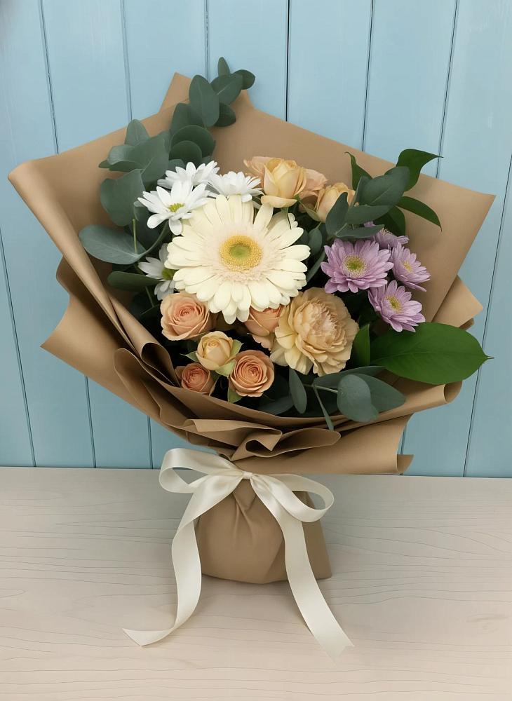 Букет цветов из: Герберы и Хризантемы в Гурьевске Калининградской области