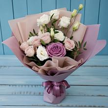 Букет цветов из:  Розы и Лизиантусы в Гурьевске Калининградской области