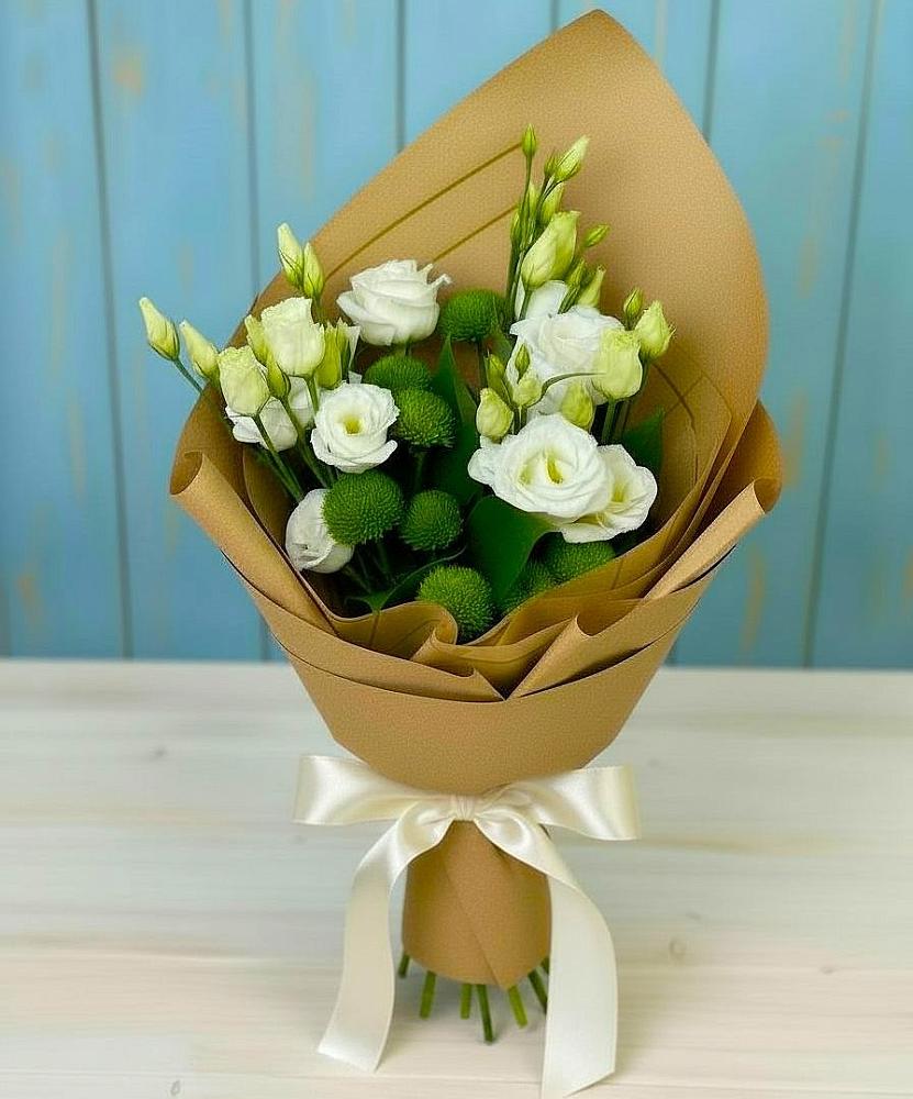 Букет цветов из: Хризантемы и Лизиантусы в Гурьевске Калининградской области