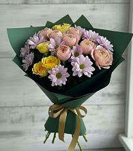 Букет цветов из:  Хризантемы и Розы в Гурьевске Калининградской области