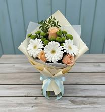Букет цветов из:  Герберы, Розы и Хризантемы #REPLACE_PRED# Гурьевске Калининградской области
