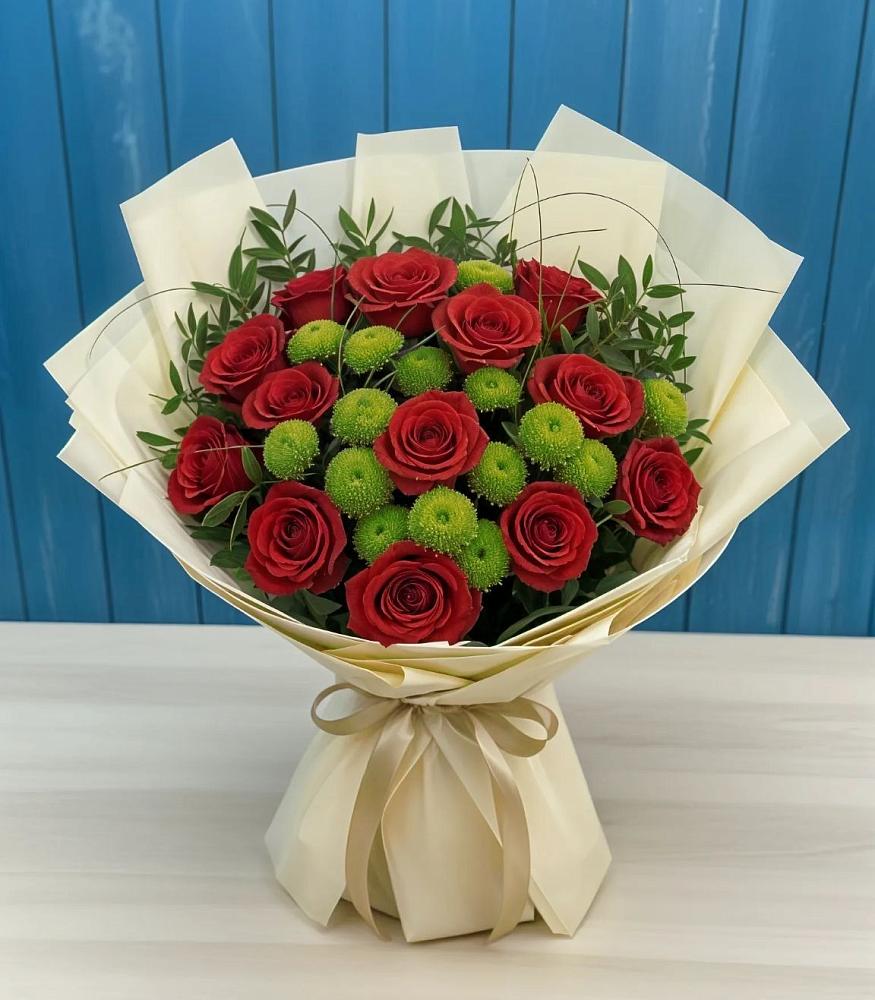 Букет цветов из: Розы и Хризантемы в Гурьевске Калининградской области