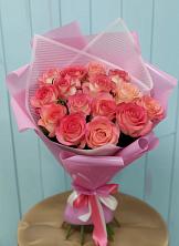 Букет 15 Розовых роз Равель в Гурьевске Калининградской области
